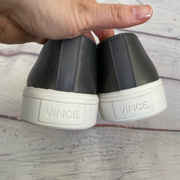 Vince Metallic Gray Silver Flat Slip On Sneakers Sz 7.5 - Picture 5 of 10